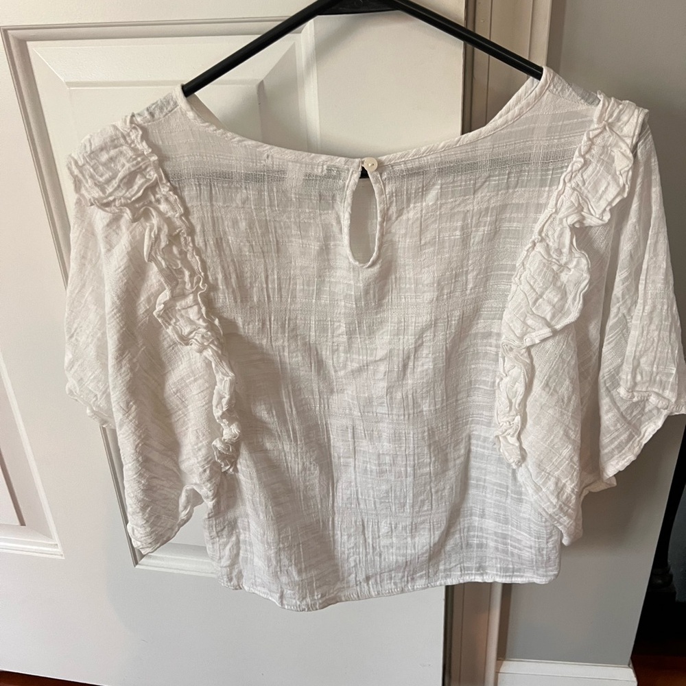 White Ruffled Women's Top - Picture 4 of 4